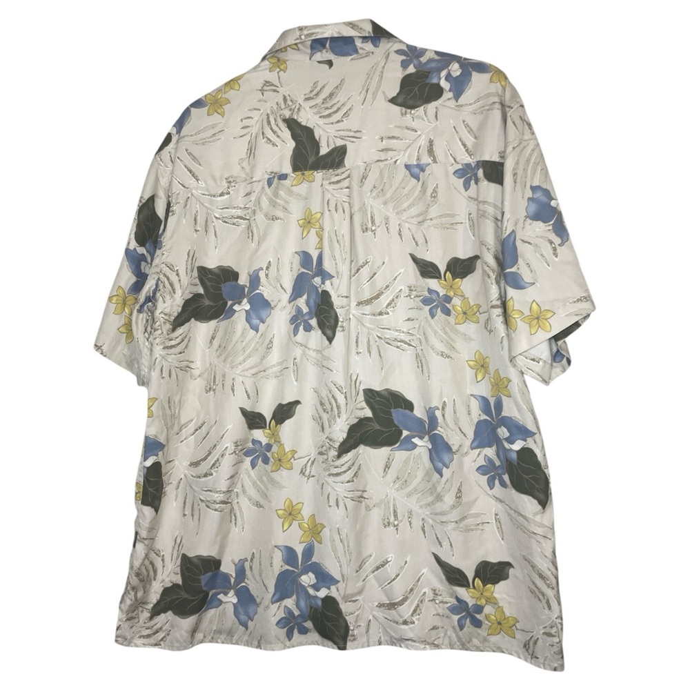 Jos A Bank Mens Shirt Large Blue Brown Button‎ Up Hawaiian Silk Vacation Floral - Picture 2 of 11